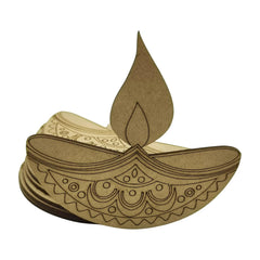 Cliths Pack of 12 Diya Cutouts for Diwali Decoration MDF Pre Marked Easy to Paint DIY Craft Art Hindu Festival Decor Kids Activity