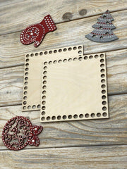 American Elm 2 Pack Square Crochet Basket Bottoms MDF Wood Bases for DIY Storage Baskets & Craft Projects Weaving Supplies