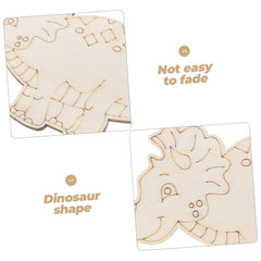 Two wooden dinosaur-shaped cutouts with 'Not easy to fade' text on a white background.