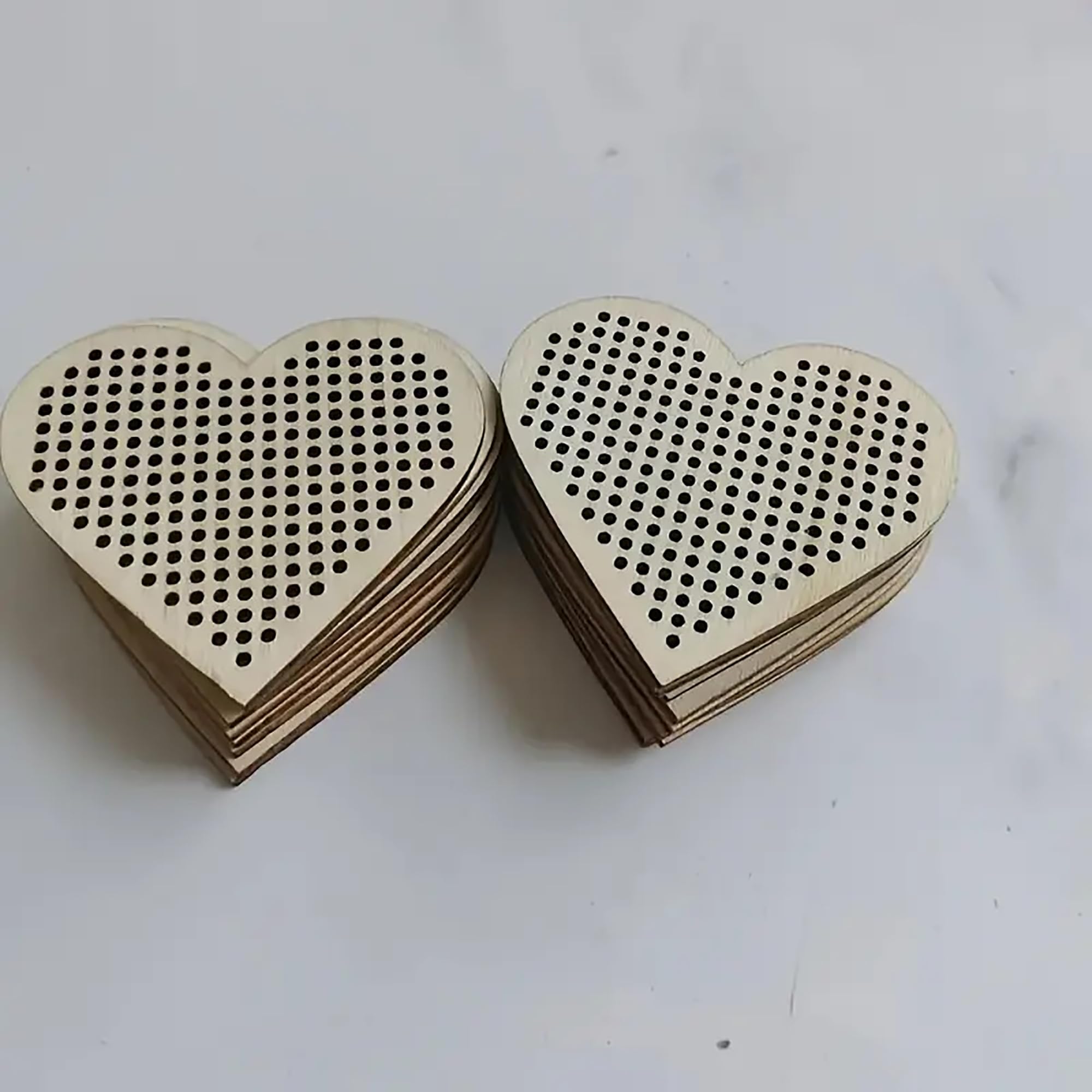Paintable wooden heart shapes for personalized stitching