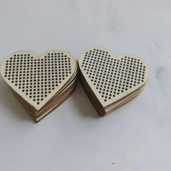 Paintable wooden heart shapes for personalized stitching