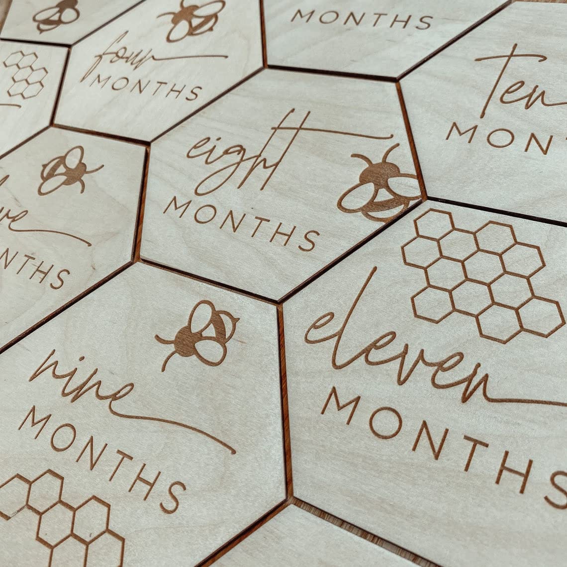 hexagon baby milestone markers wooden