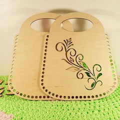 Cliths Pack of 2 Wooden Basket Bottoms DIY Crochet Bag Base MDF Purse Bottom for Handmade Tote, Market & Shoulder Bags