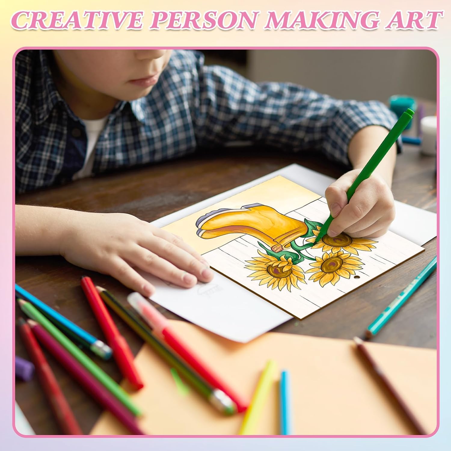wooden sunflower crafts for painting