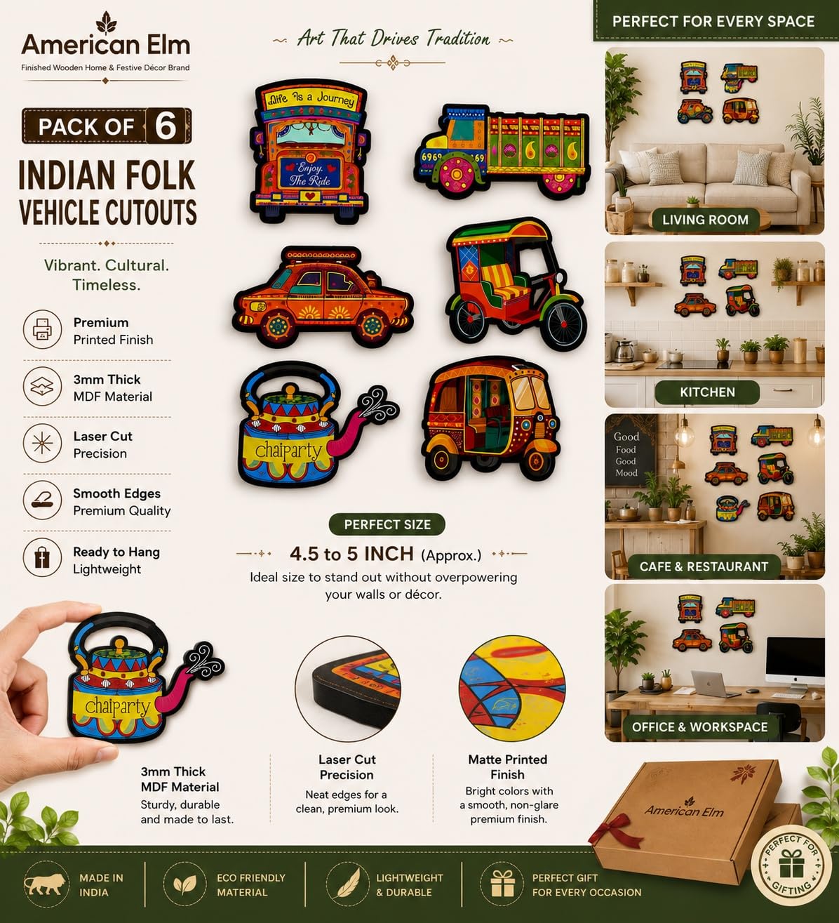 Indian vehicle cutouts for wall decoration