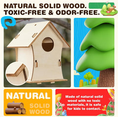 American Elm 2 Pack DIY Birdhouse Wind Chime Kit-Wooden Crafts Arts for Kids to Build and Paint,Craft Kits