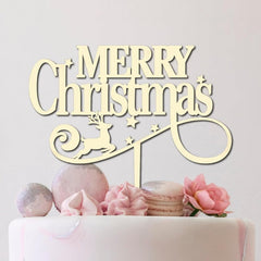 Cliths "Our First Christmas" Cake Topper Wooden Keepsake Decor for Newlyweds, Engagements & Holiday Birthdays