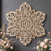 round wooden flower mandala wall art