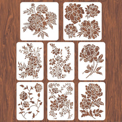 peony wall stencils reusable set