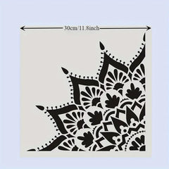 geometric square mandala stencil for craft projects décor