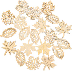 Cliths 20 Pcs Maple Leaf Wood Cutouts Hollow Out DIY Craft Shapes for Fall Decor, MDF Wood Slices Unfinished Ornaments