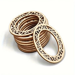 American Elm 20 Pcs Wooden Lace Photo Frame Cutouts DIY Scrapbooking Ornaments for Card Making, Halloween, Kids Crafts, Vintage Style Wooden Frame Shapes