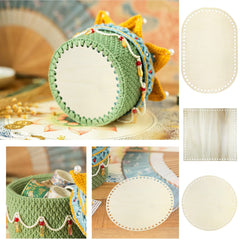 American Elm 6 Piece Oval Basket Bottom Set Wooden MDF Bases for DIY Crochet Bags & Storage 3 Styles