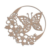 American Elm 6 Inch Round Butterfly Floral Wooden Cutout Intricate Moon Shape MDF Wall Art for DIY Craft Painting Projects Scrapbooking Home Decoration Festive Art and Room Accent Piece