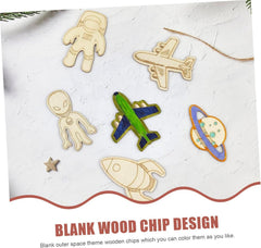 American Elm 32 Pcs DIY Crafts Outer Space Theme Wood Crafts Astronaut Wood Cutout Ornaments Blank DIY Blank Wood (3.15 X 2.75 Inch)