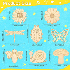 Wooden craft shapes with measurements on a blue background