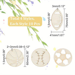 Wooden cutouts with measurements and styles on a decorative background