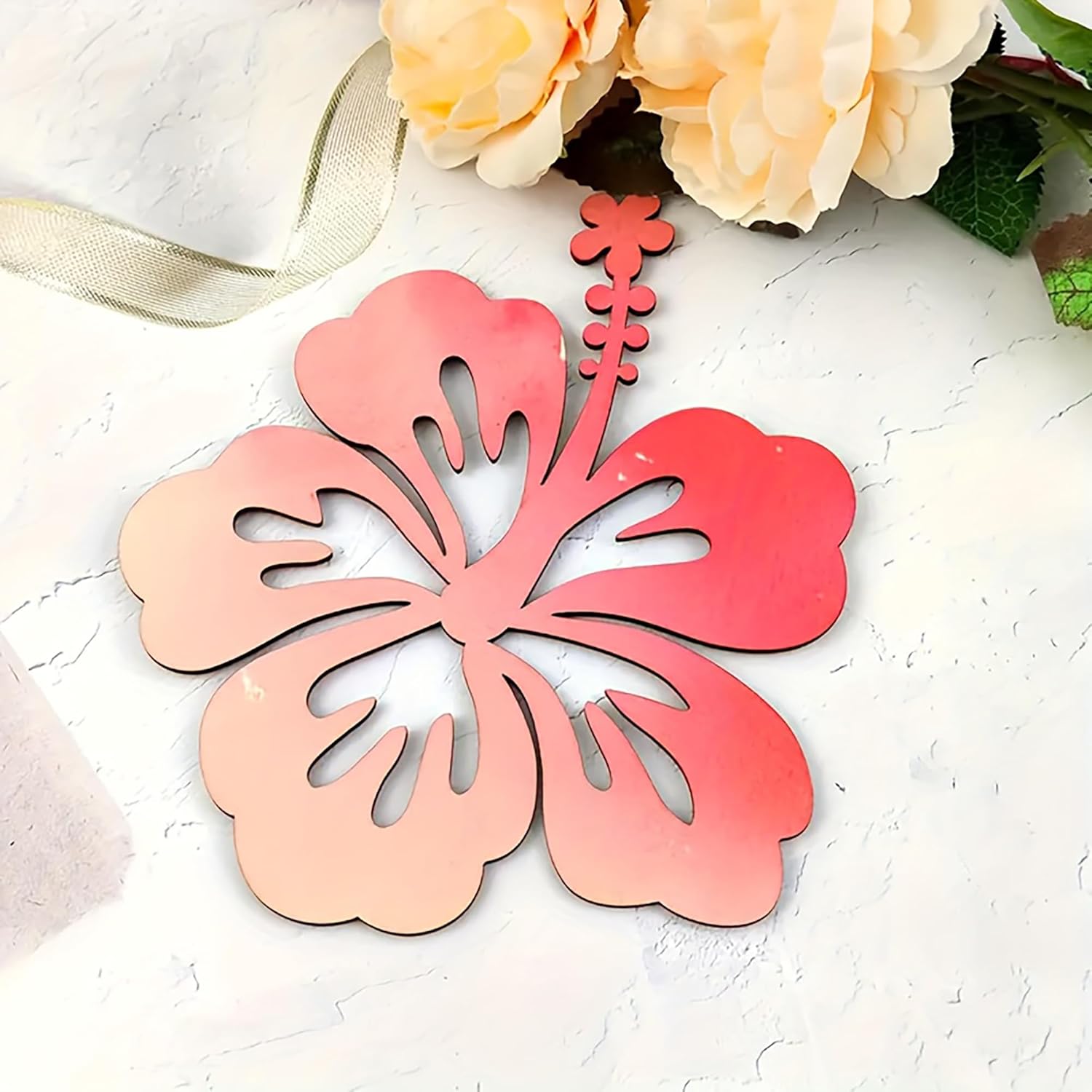 paintable wooden flower ornaments