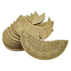 Cliths 12 Pcs Wooden Diya Shape Cutouts for Diwali DIY Crafts Home Decor Festive Rangoli MDF Diya Painting Activities Art Projects