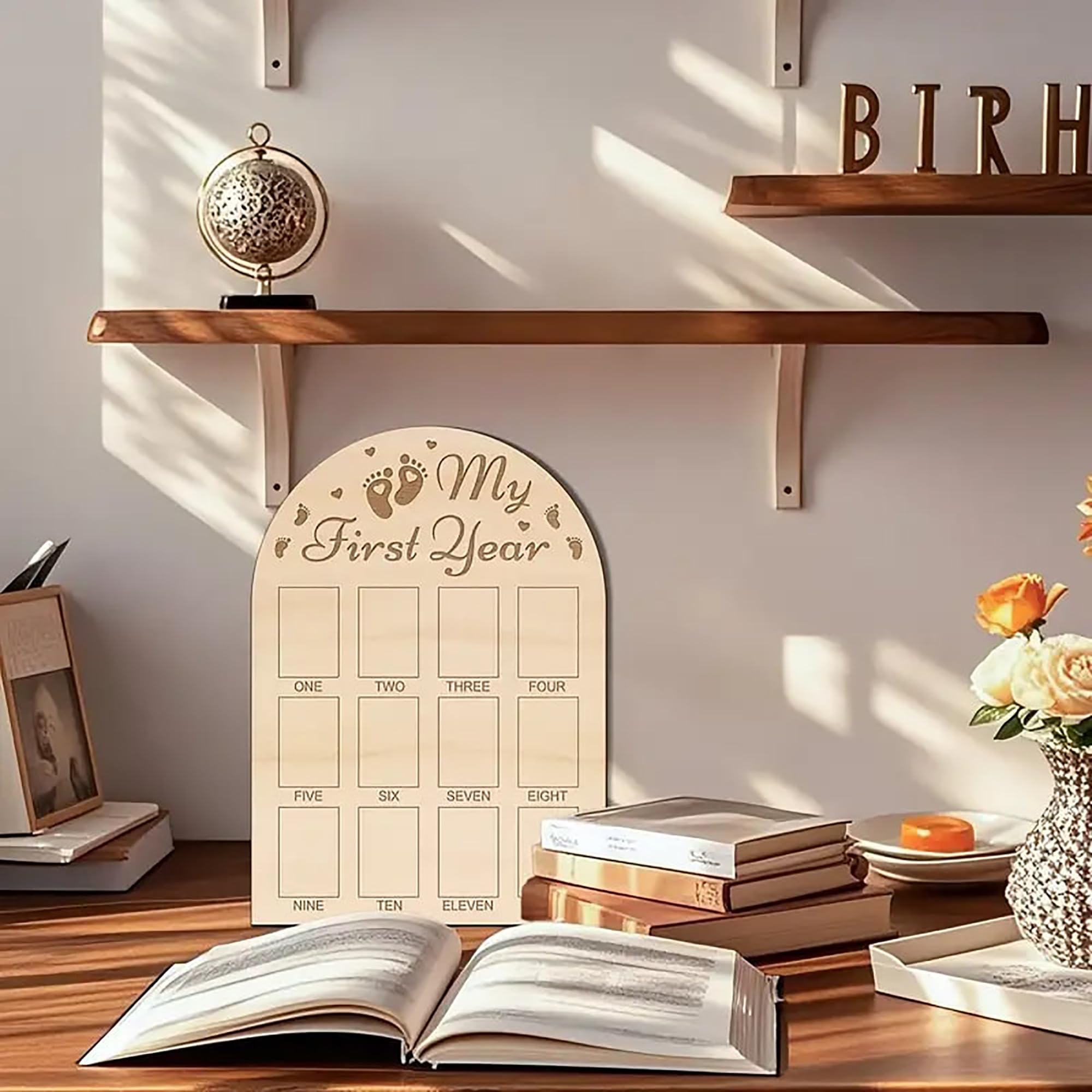 baby's first year memory board for monthly photo display
