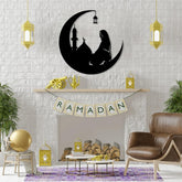 Eid mubarak moon wall decoration wooden ramadan sign home decoration islamic art ramadan kareem decor unique wooden islamic art wall décor