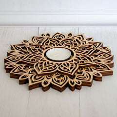 Cliths 3 Layer Mandala Tea Light Candle Holder MDF Diwali Decor Festive Centerpiece for Home