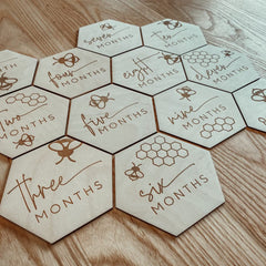 wooden hexagon baby milestone discs