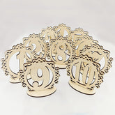 Set of decorative wooden table numbers on a white background