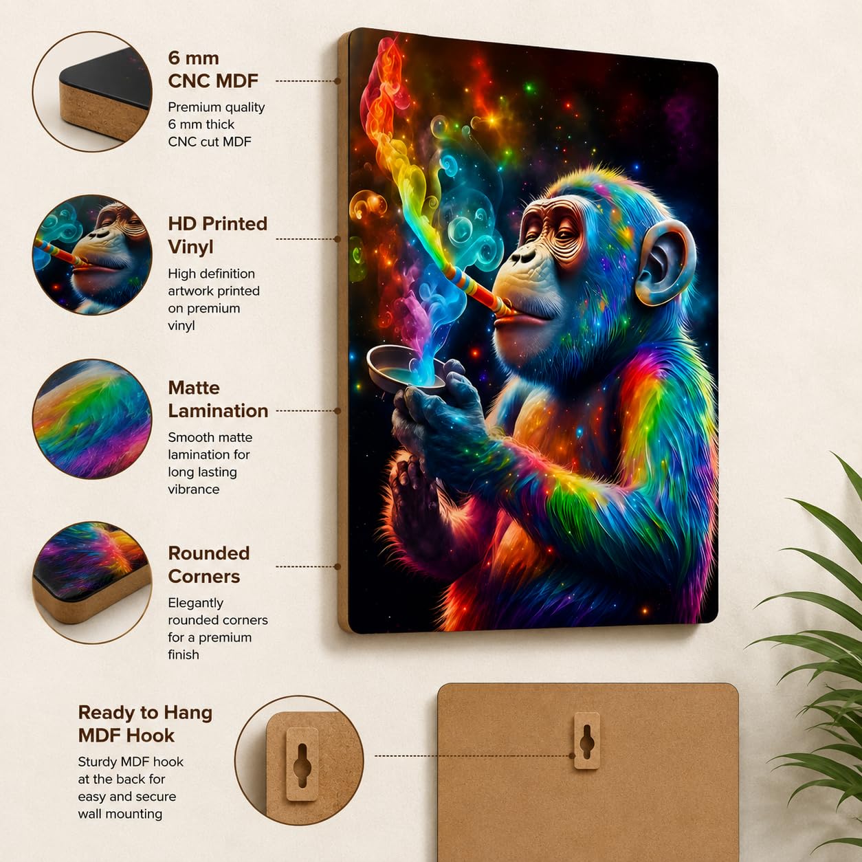 monkey wooden wall art for home