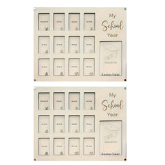 wooden school photo display board