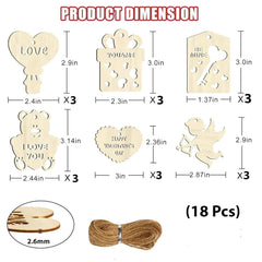 Cliths Valentine’s Day Wooden Cutouts MDF Heart, Bear & Gift Box Shapes DIY Craft Blanks for Kids’ Decor & Gifts