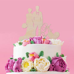 Cliths Wooden Wedding Cake Topper Mr & Mrs Rustic Bride & Groom, MDF Cake Insert for Wedding, Engagement Decor