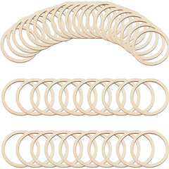 Cliths 30 Pcs Wooden Earring Cutouts Round Linking Rings Pine MDF Charms for DIY Jewelry Making & Craft Projects