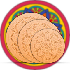 American Elm 3-Piece Art Board Set Pre-Marked MDF Circles for Lippan, Mandala & DIY Craft Kit Home Wall Decor