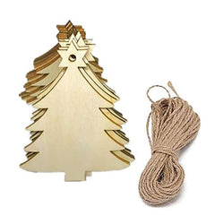 Gold Christmas tree-shaped ornament with jute string on a white background