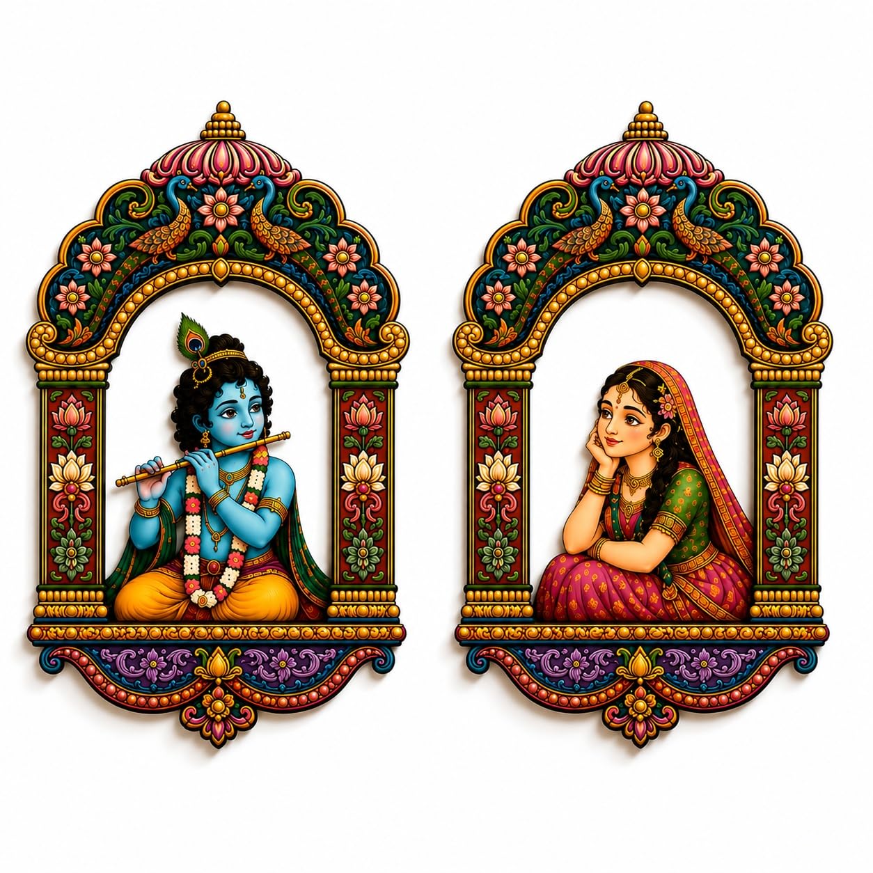 radha krishna wooden wall hanging