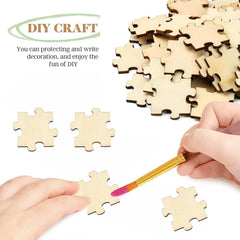 Cliths Pack of 40 Blank Wooden Puzzle Pieces MDF Craft Shapes DIY Home Decor & Party