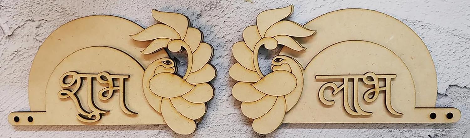 Two wooden nameplates with engraved birds and text on a textured wall background