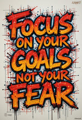 American Elm Focus On Your Goals Not Your Fear Metal Print - 8x12 Inches Glossy Aluminum Quote for Office & Living Room
