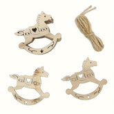 American Elm 10 Pcs Wooden Heart Carousel Shape DIY Craft Cutouts Hanging Ornaments for Paintings, Handicrafts, Birthday Party Decor Unfinished MDF Decorations for Kids