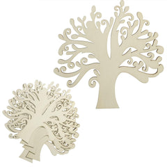 Two decorative tree cutouts on a white background