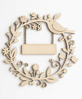 American Elm Wreath Wall Decor with Bird Wooden MDF Circle with Floral Accents & Hanging Sig for Farmhouse decor