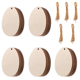 Set of wooden tags with twine on a white background