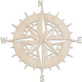 Wooden compass wall decor on a white background