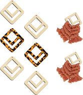 Cliths 36 Pcs Square Wood Earring Blanks Unfinished MDF Jewelry Making Kit for Macrame & DIY Crafts (Lightweight, Beige)