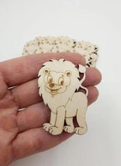 American Elm 12 Pcs Wooden Lion Cutouts Jungle Animal MDF Shapes for DIY Crafts, Animal Theme Wood for Kids