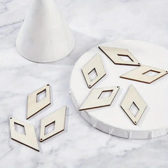 American Elm 52 Pack Rhombus Wooden Pendants Natural MDF Shapes for Jewelry Making, Earrings, Ornaments DIY Craft Blanks