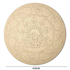 American Elm 2 Pcs Premarked MDF Floral Cutout Design Mandala for Art and Craft 6 Inch Flower Shaped Mandala Perfect for Premarked