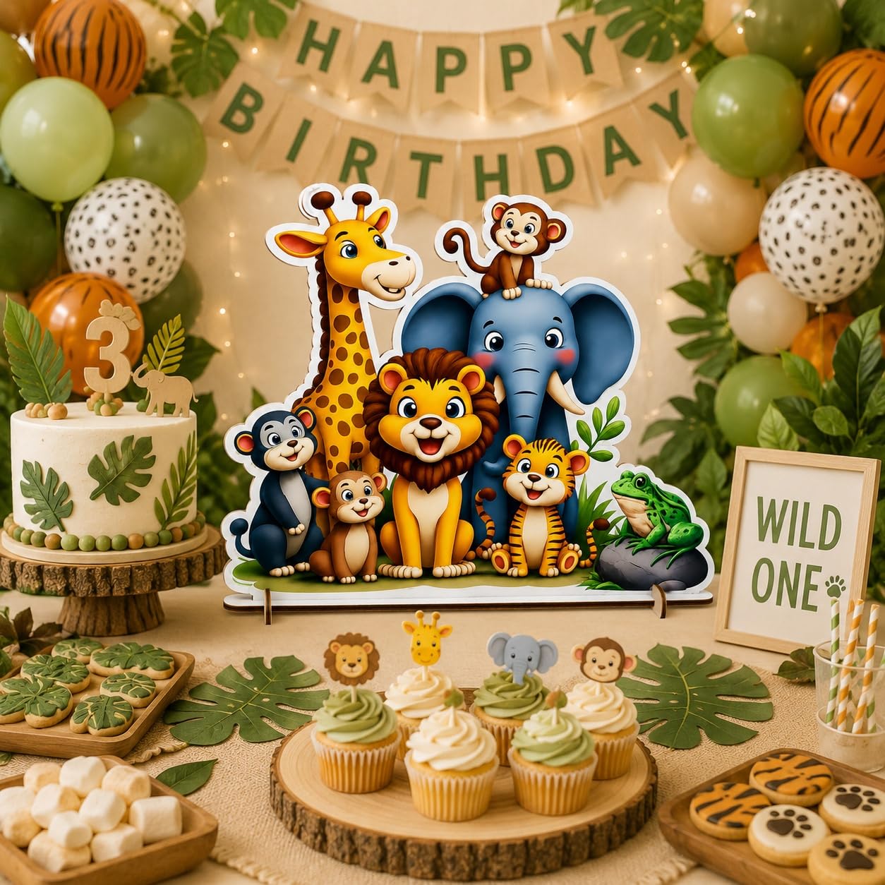 wild animal printed cutout standee