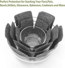 Cliths Pot Protectors Set Felt Pan Dividers for Stacking Cookware Anti-Scratch Pads Protects Glass, Ceramic & Non Stick